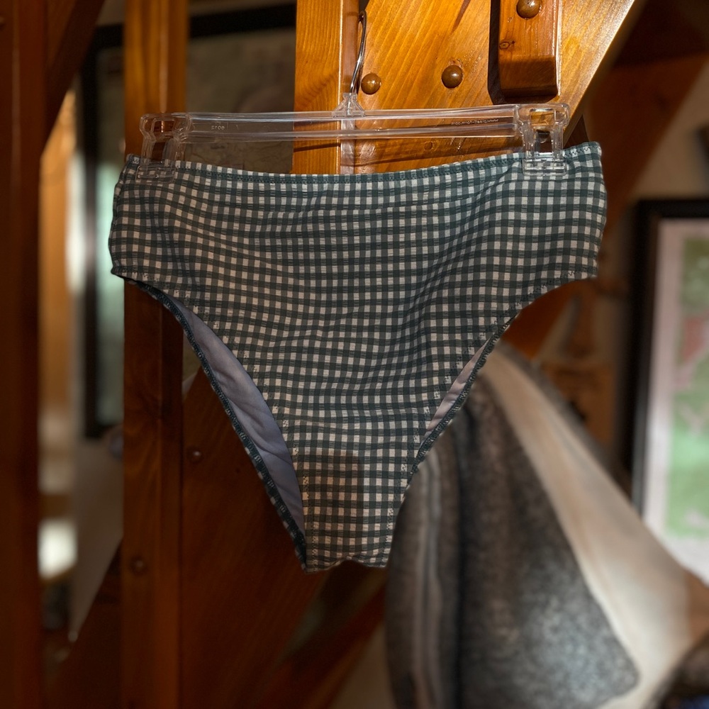 PLAID SAGE HIGH RISE BIKINI BOTTOMS